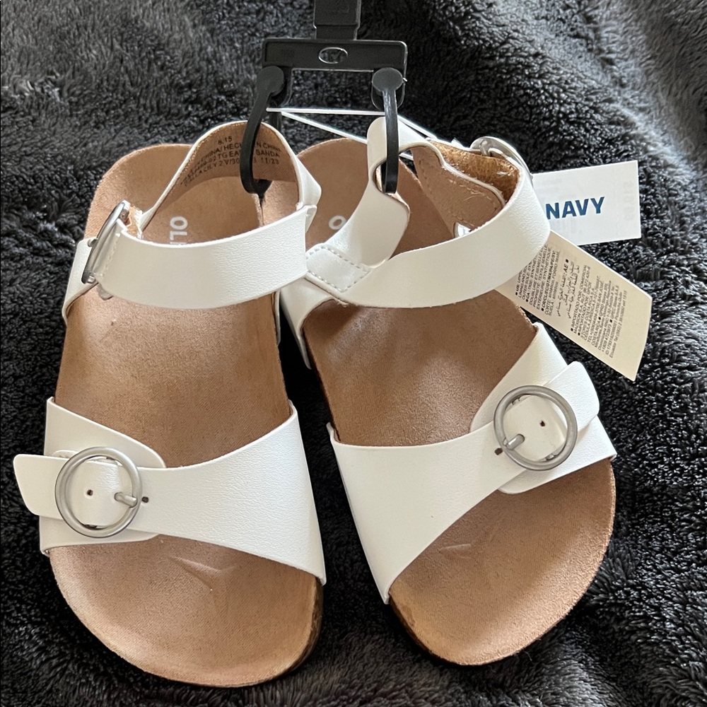 Old Navy White Sandals with Silver Accents